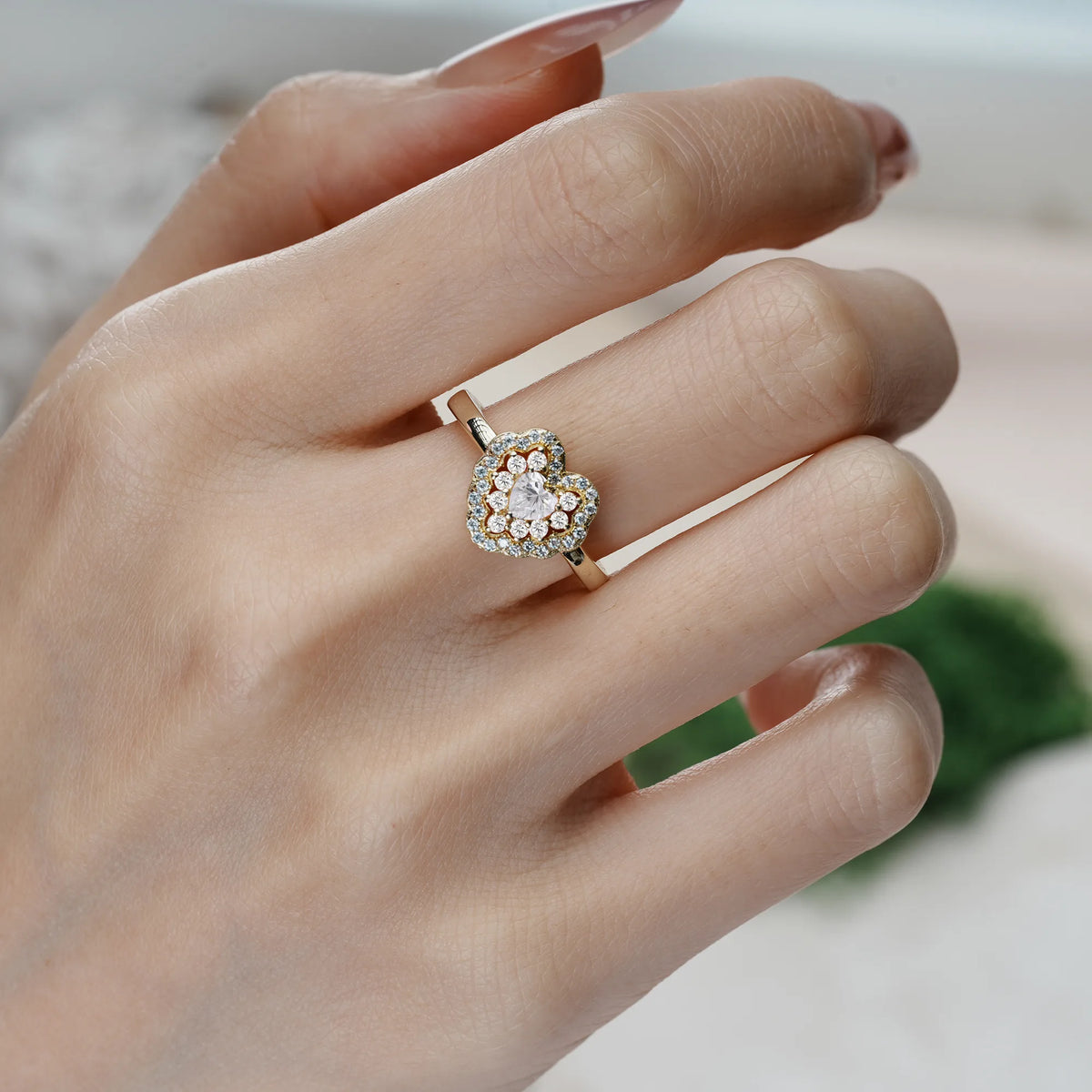 Heart Cut Moissanite Luxurious and Unique 3 Prong Engagement Ring