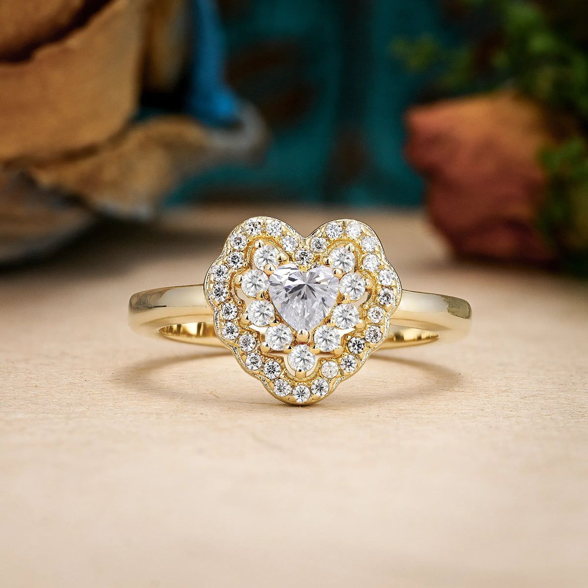 Heart Cut Lab Diamond Luxurious and Unique 3 Prong Engagement Ring