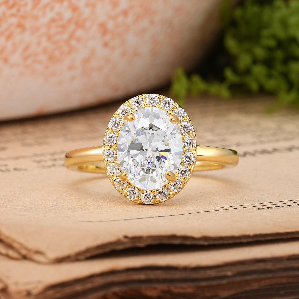 Oval Cut Moissanite Luxurious and Unique 4-Prong Engagement Ring
