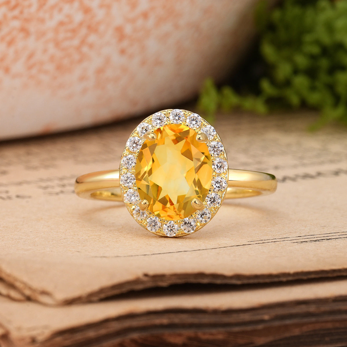 Oval Cut Citrine Luxurious and Unique 4-Prong Engagement Ring
