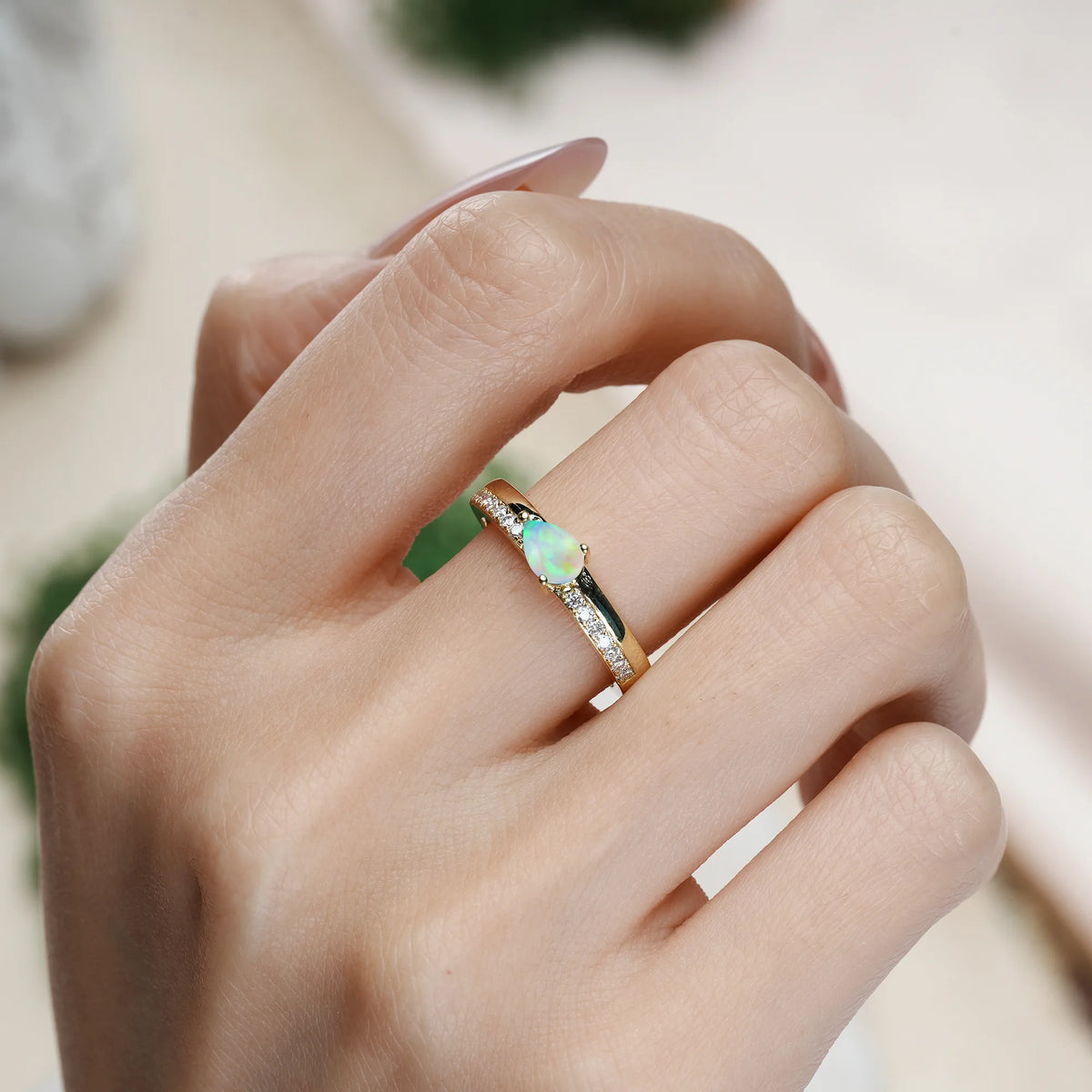 Pear Cut Fire Opal Classic 3-Prong Promise Ring