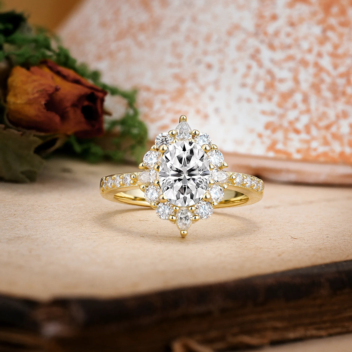 Oval Cut Lab Diamond Classic Pavé-Set, Luxurious 4-Prong Engagement Ring