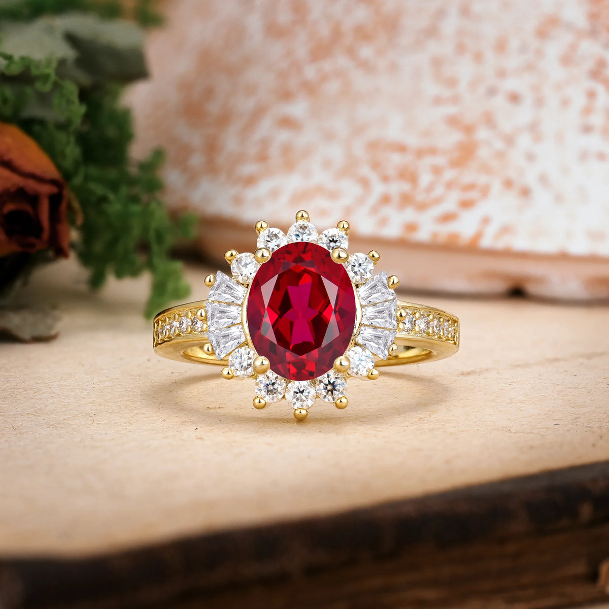 Oval Cut Ruby Exquisite Luxury Pavé Set 4 Prong Engagement Ring