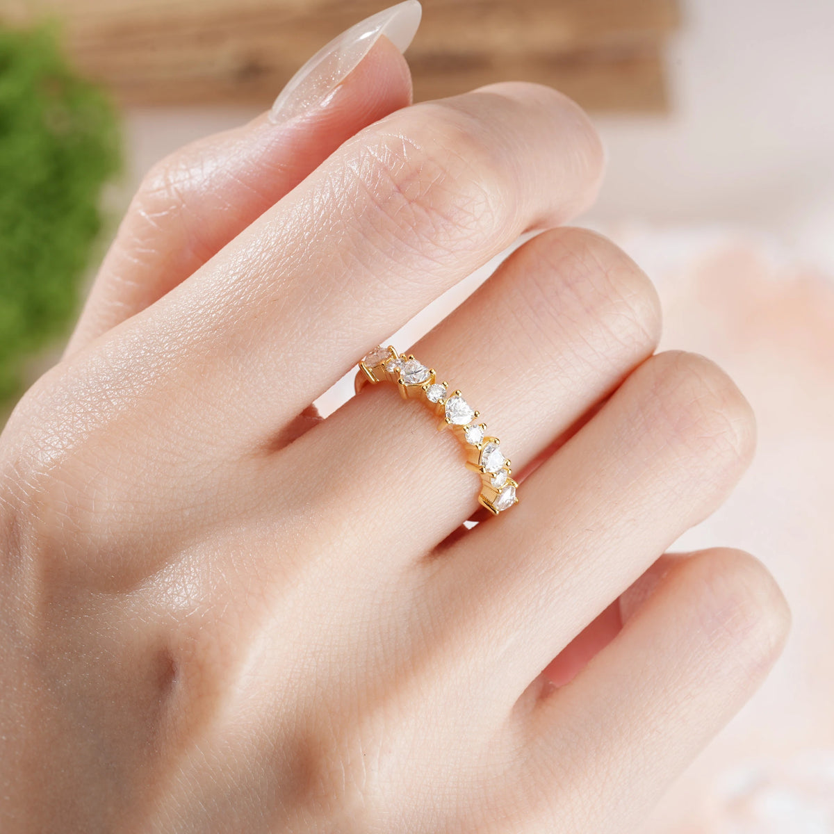 Heart Cut Moissanite Unique Luxury 4 Prong Wedding Ring
