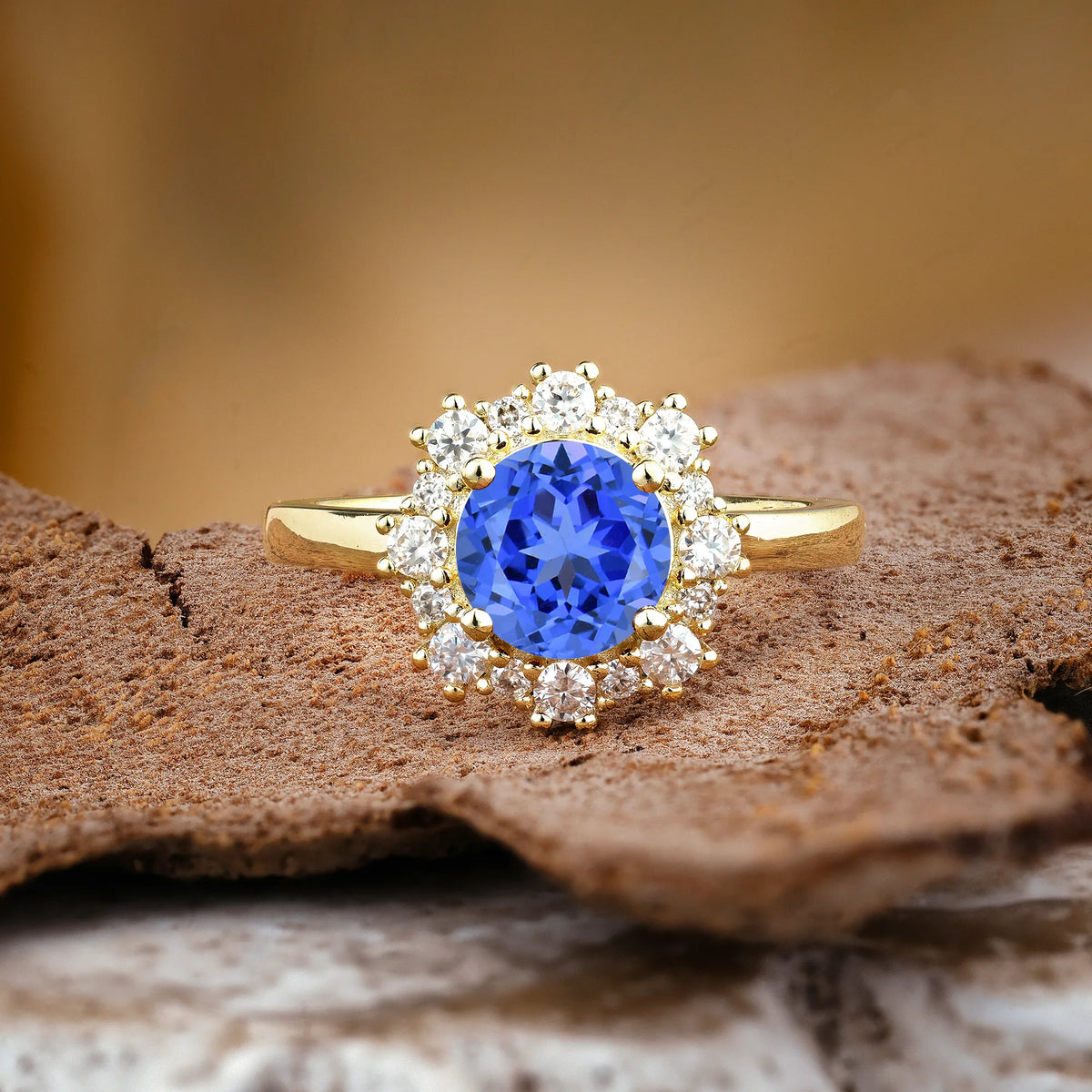 Unique Pavé-Set, Luxurious 4-Prong Round-Cut Sapphire Engagement Ring