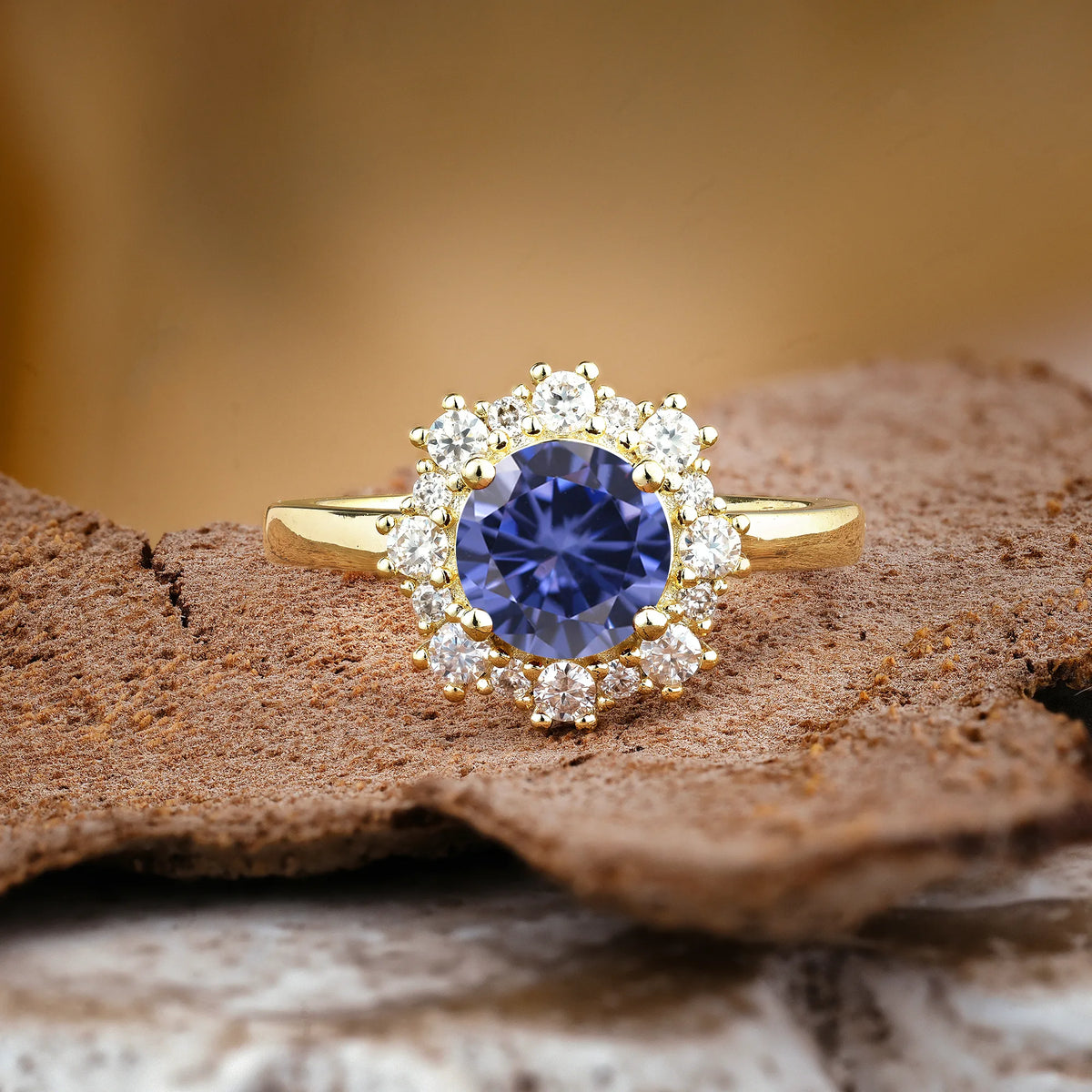 Unique Pavé-Set, Luxurious 4-Prong Round-Cut Tanzanite Engagement Ring
