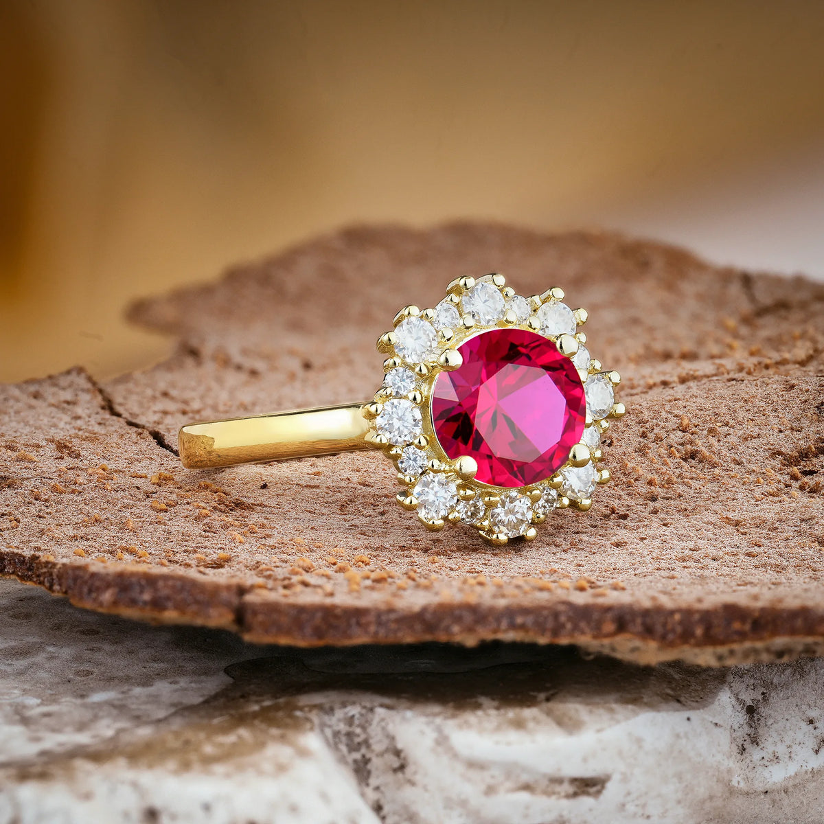 Unique Pavé-Set, Luxurious 4-Prong Round-Cut Ruby Engagement Ring