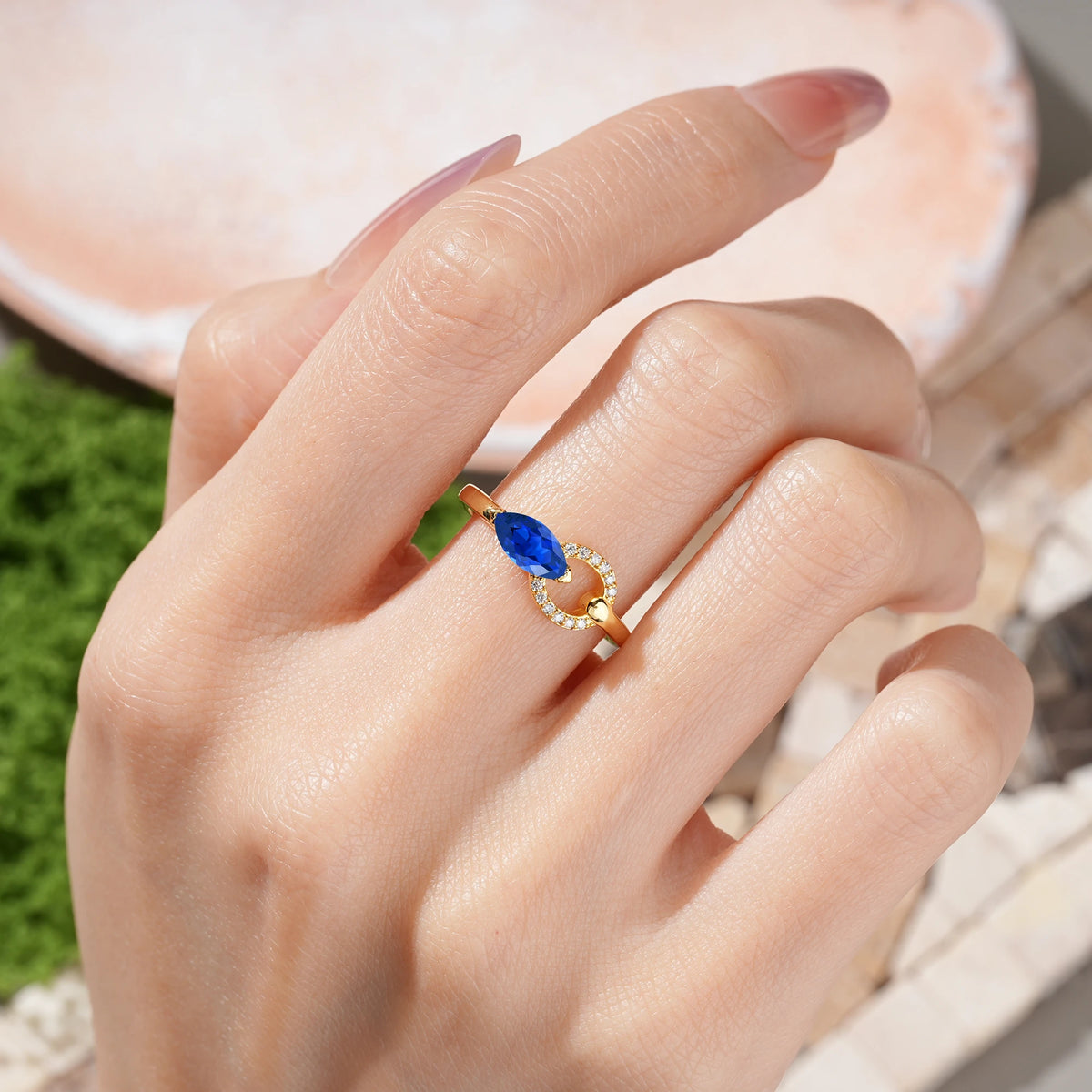 Marquise Cut Sapphire Unique 2-Prong Promise Ring
