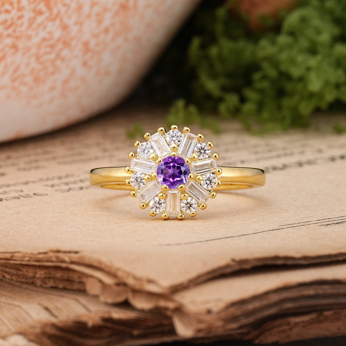 Round Cut Amethyst Classic Luxury 7-Prong Engagement Ring
