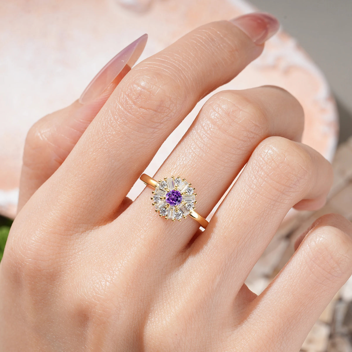 Round Cut Amethyst Classic Luxury 7-Prong Engagement Ring