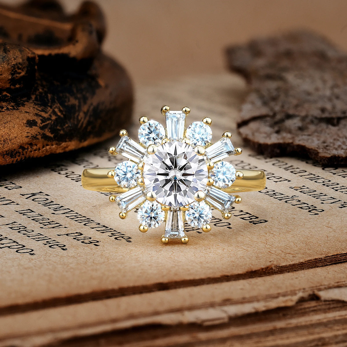 Unique Luxurious 4-Prong Round Cut Lab Diamond Engagement Ring