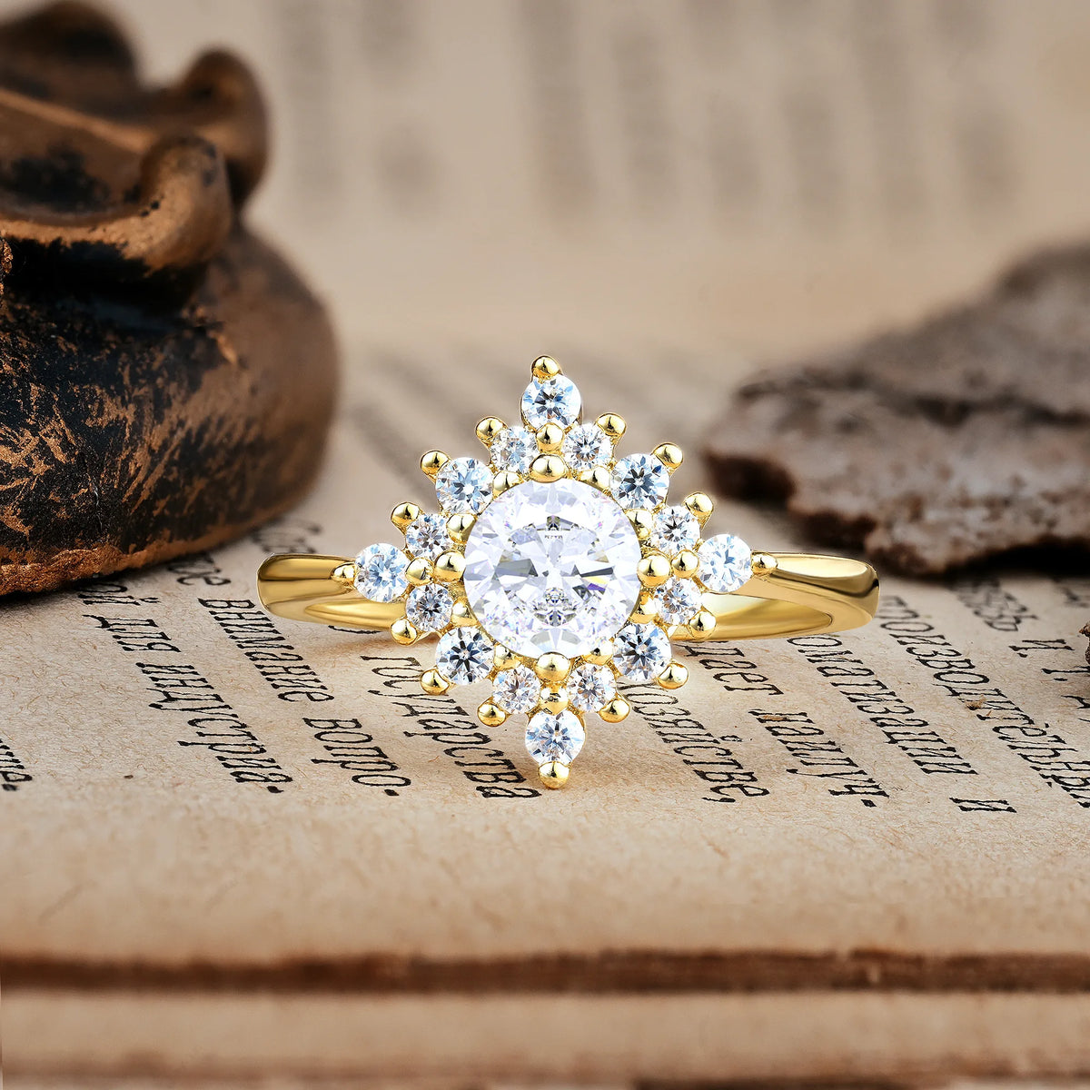 Distinctive 4 Prong Round Cut Moissanite Engagement Ring