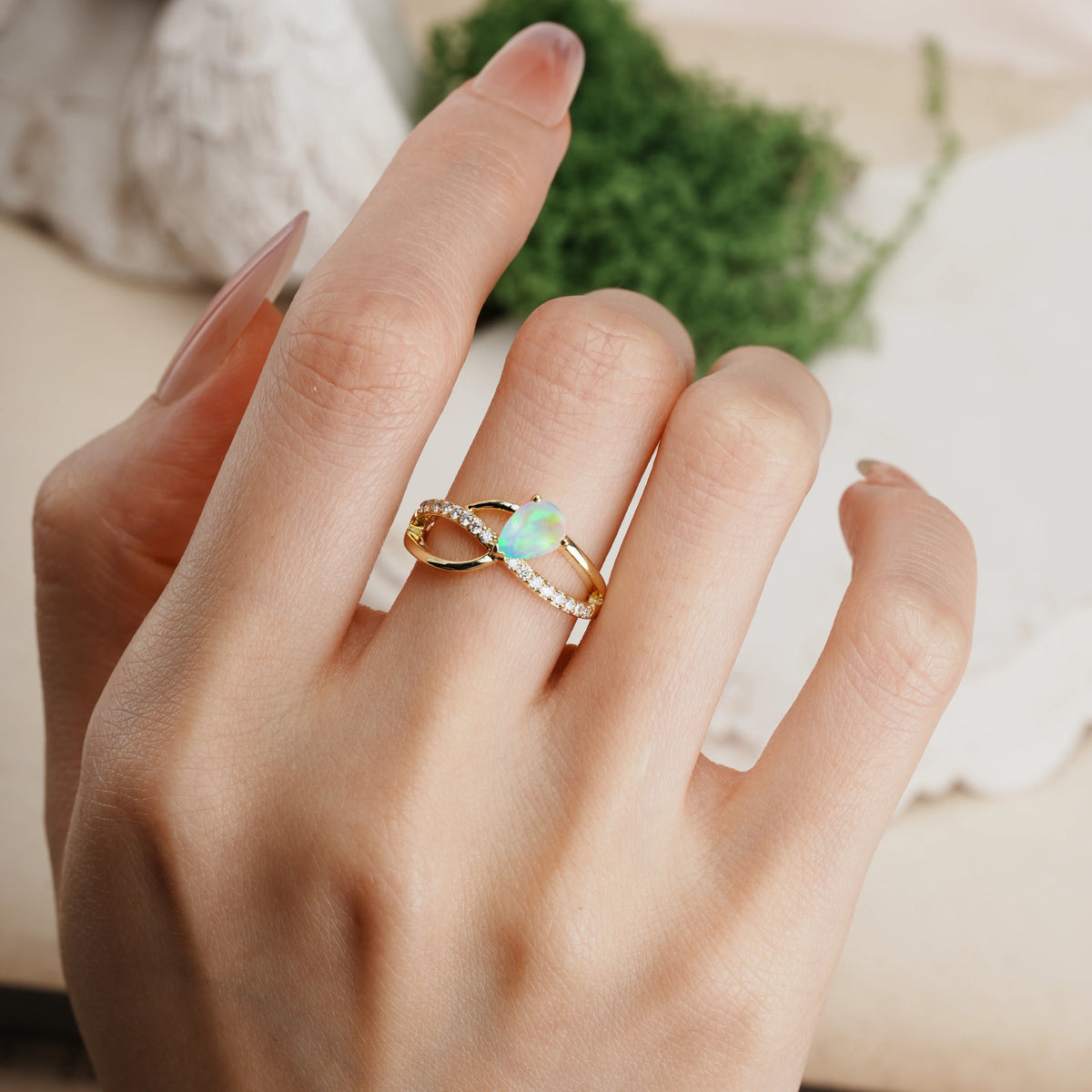Pear Cut Fire Opal Classic Twisted 3-Prong Engagement Ring