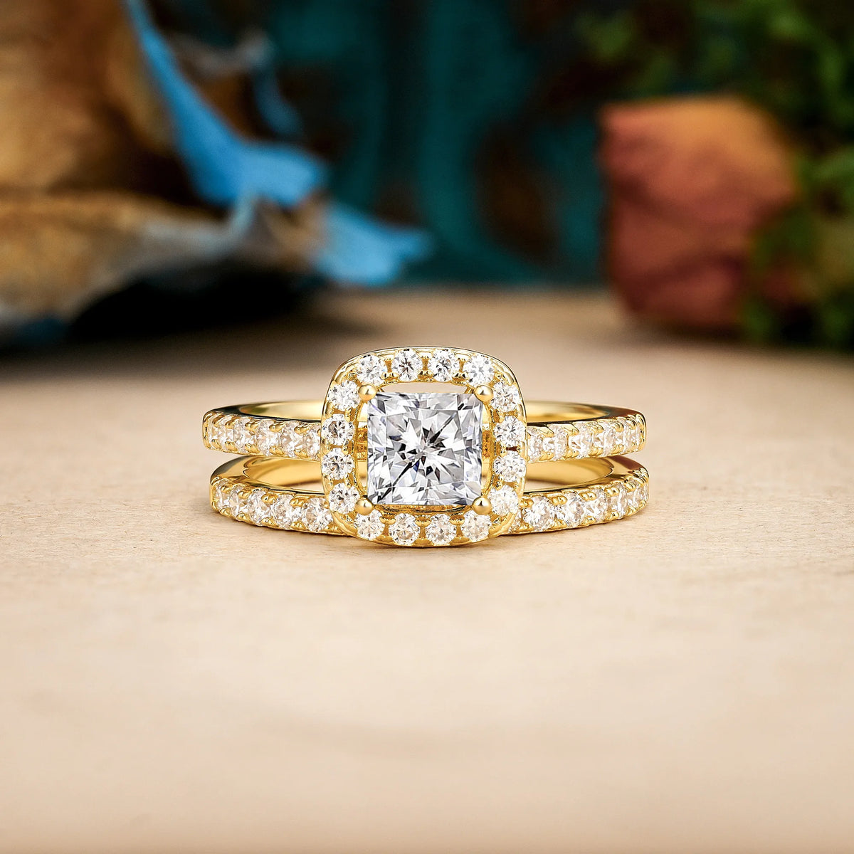 Princess-Cut Lab Diamond Classic Channel-Set, Luxurious 4-Prong Bridal Ring Set