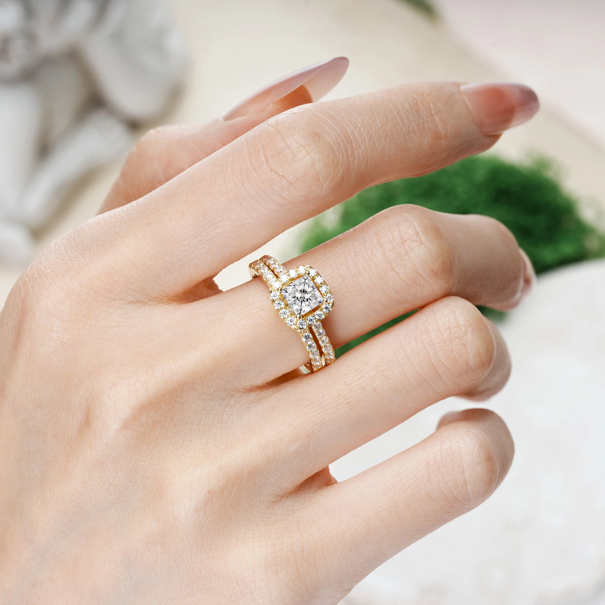 Princess-Cut Lab Diamond Classic Channel-Set, Luxurious 4-Prong Bridal Ring Set