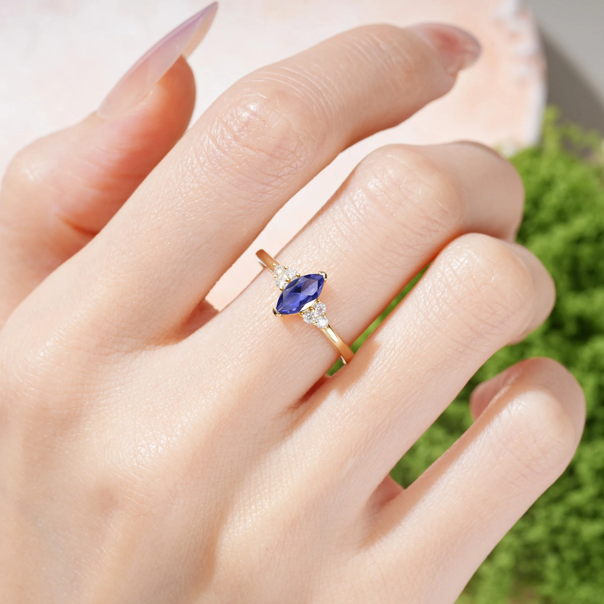 Marquise Cut Tanzanite Luxurious Classic 2-Prong Engagement Ring