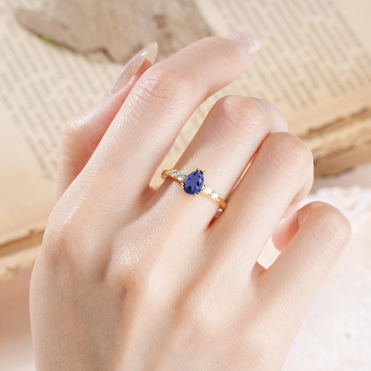 Pear Cut Tanzanite Classic, Minimalist 6-Prong Engagement Ring
