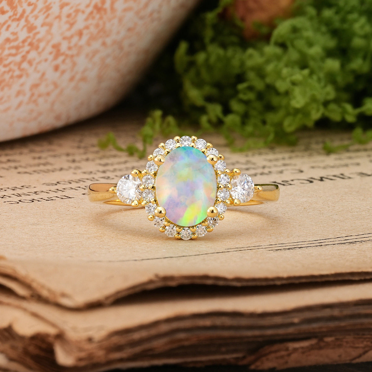 Oval Cut Fire Opal Classic Luxury 4-Prong Engagement Ring