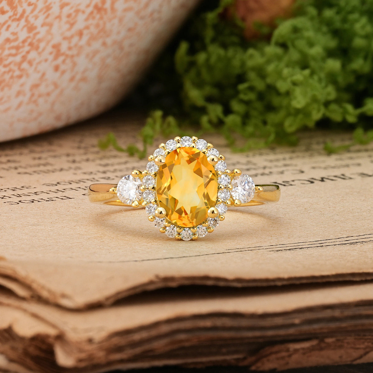 Oval Cut Citrine Classic Luxury 4-Prong Engagement Ring