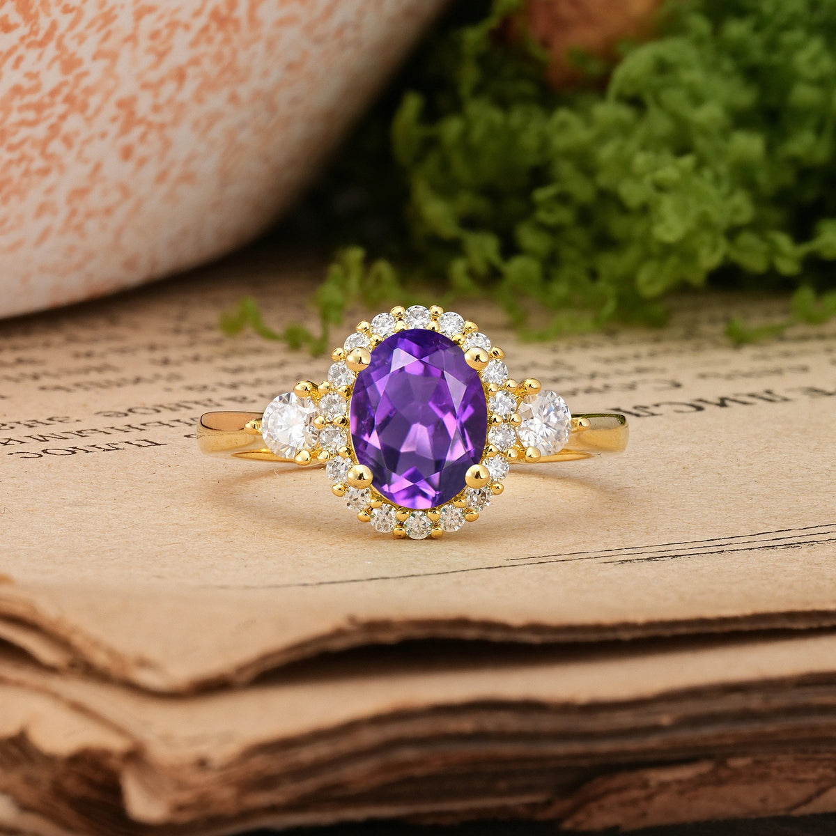 Oval Cut Amethyst Classic Luxury 4-Prong Engagement Ring