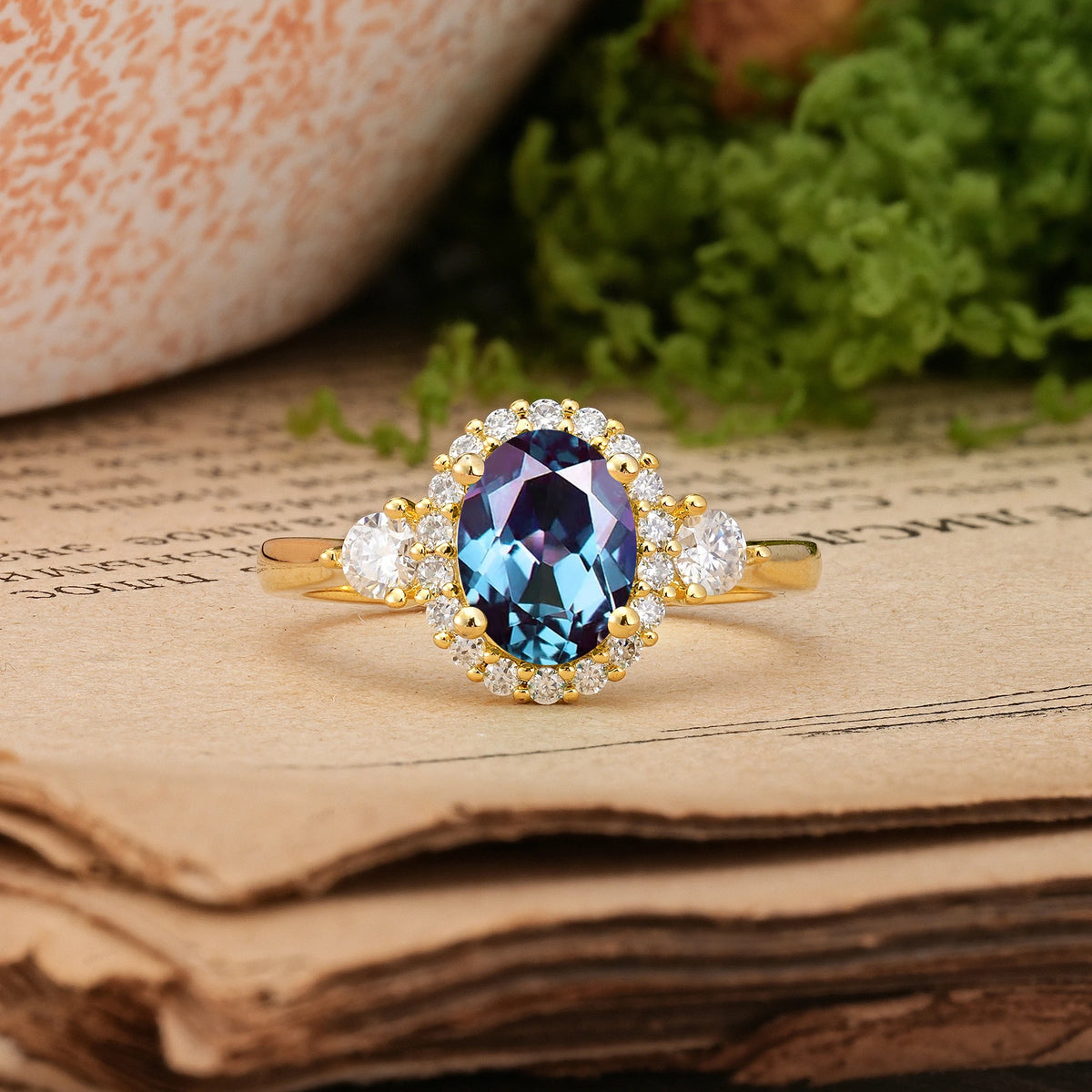 Oval Cut Alexandrite Classic Luxury 4-Prong Engagement Ring