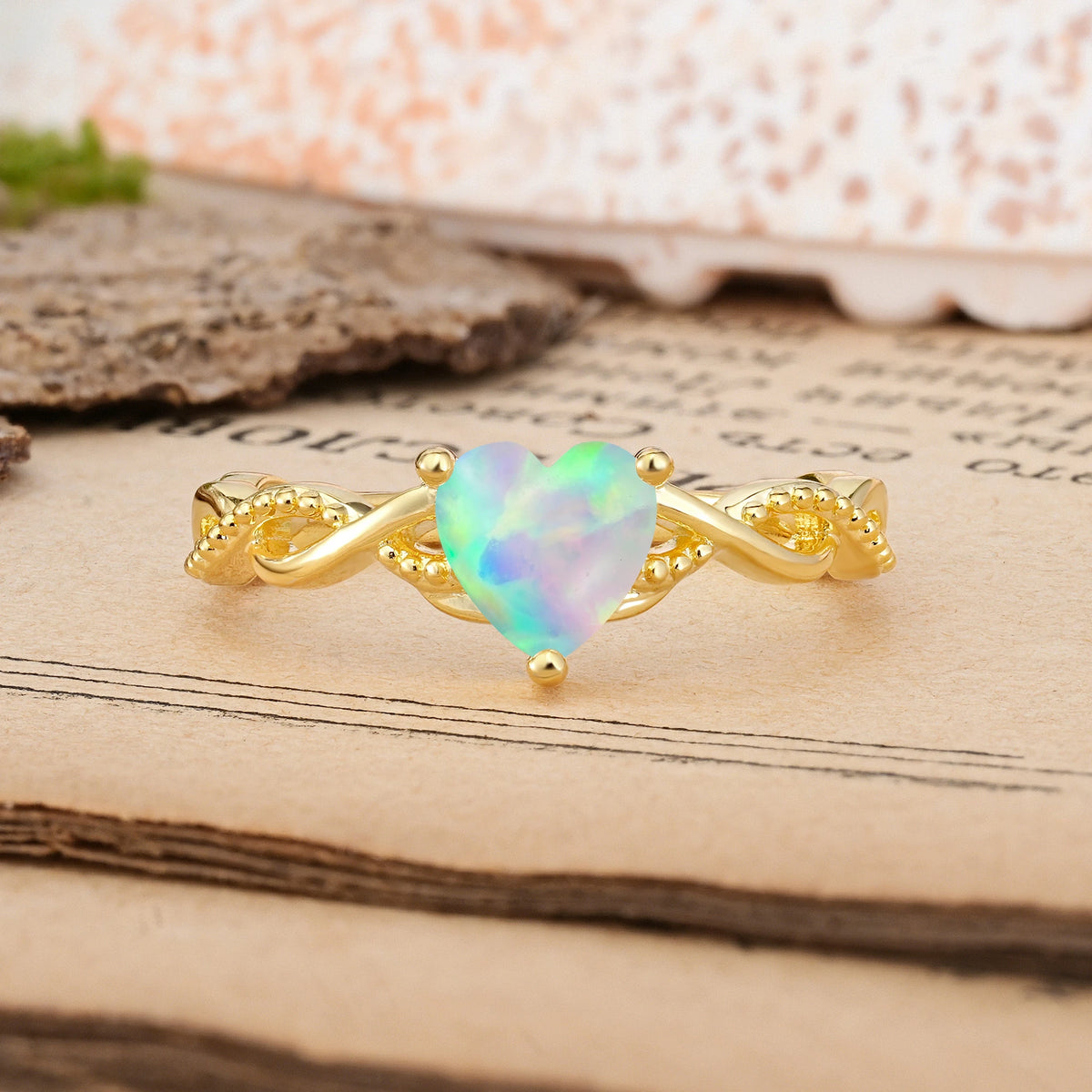 Heart-Cut Fire Opal Classic Twisted 3-Prong Engagement Ring