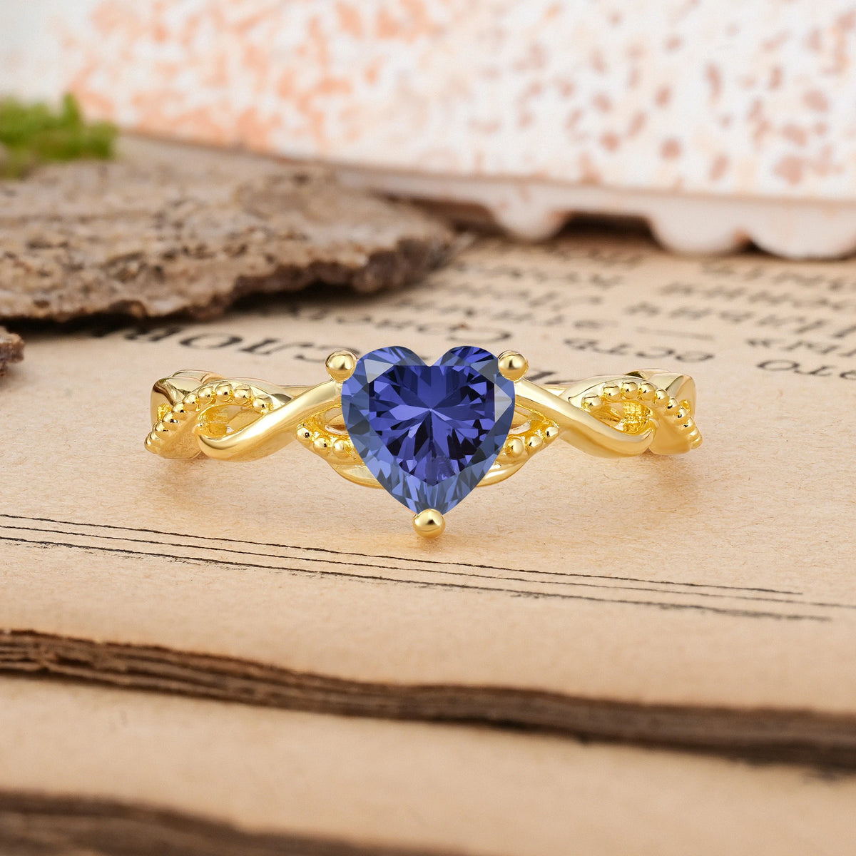 Heart-Cut Tanzanite Classic Twisted 3-Prong Engagement Ring