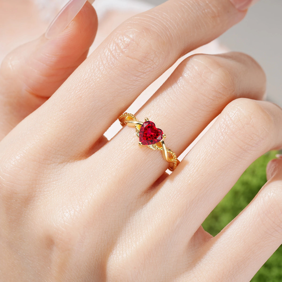Heart-Cut Ruby Classic Twisted 3-Prong Engagement Ring
