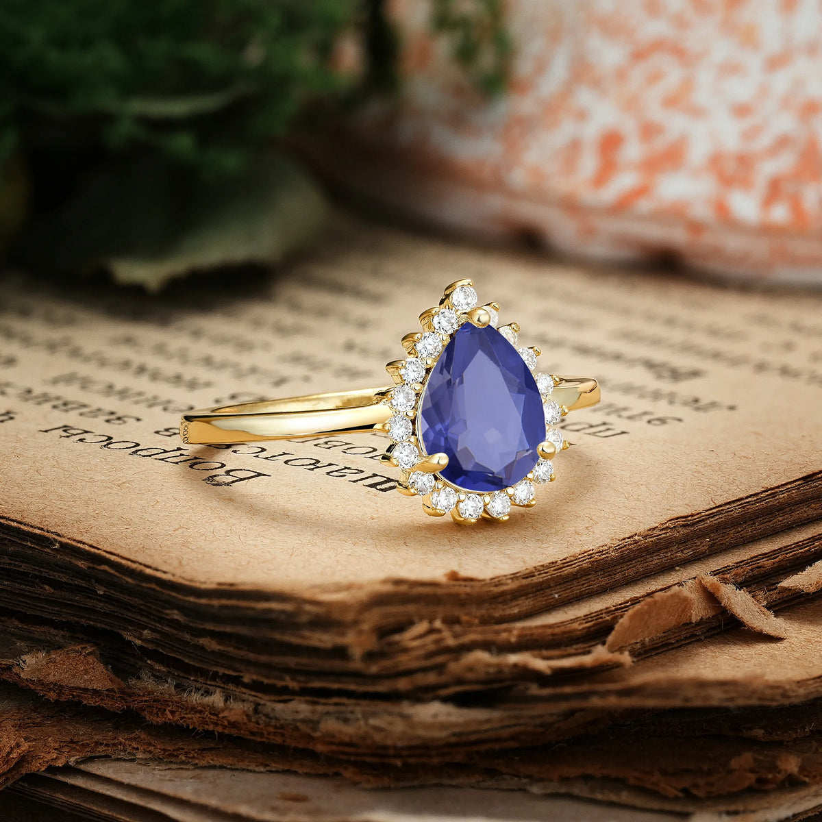 Classic Vintage 3-Prong Pear Cut Tanzanite Engagement Ring