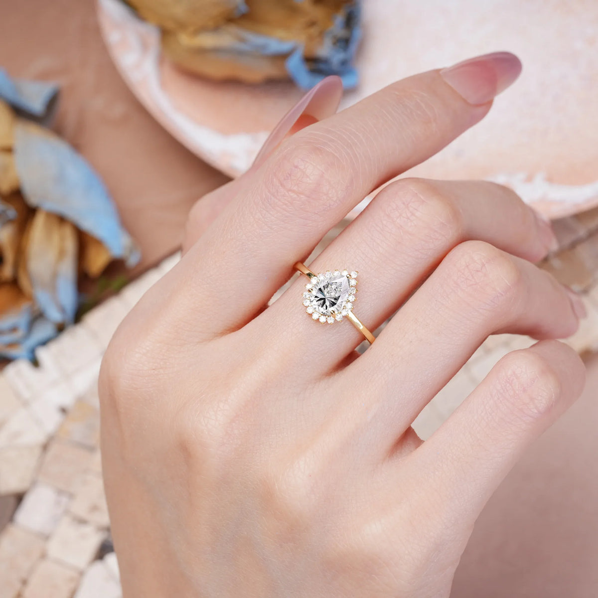 Pear Cut Lab Diamond Classic Vintage 3-Prong Engagement Ring