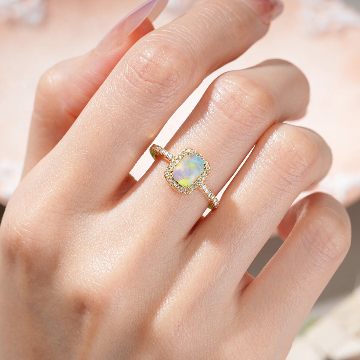 Emerald Cut Fire Opal Classic Channel-Set, Vintage-Style 4-Prong Engagement Ring