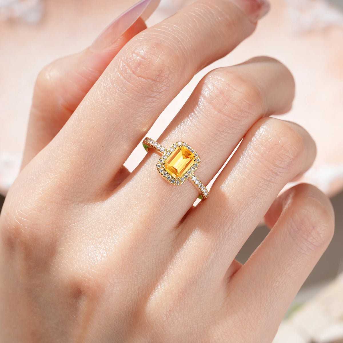 Emerald Cut Citrine Classic Channel-Set, Vintage-Style 4-Prong Engagement Ring