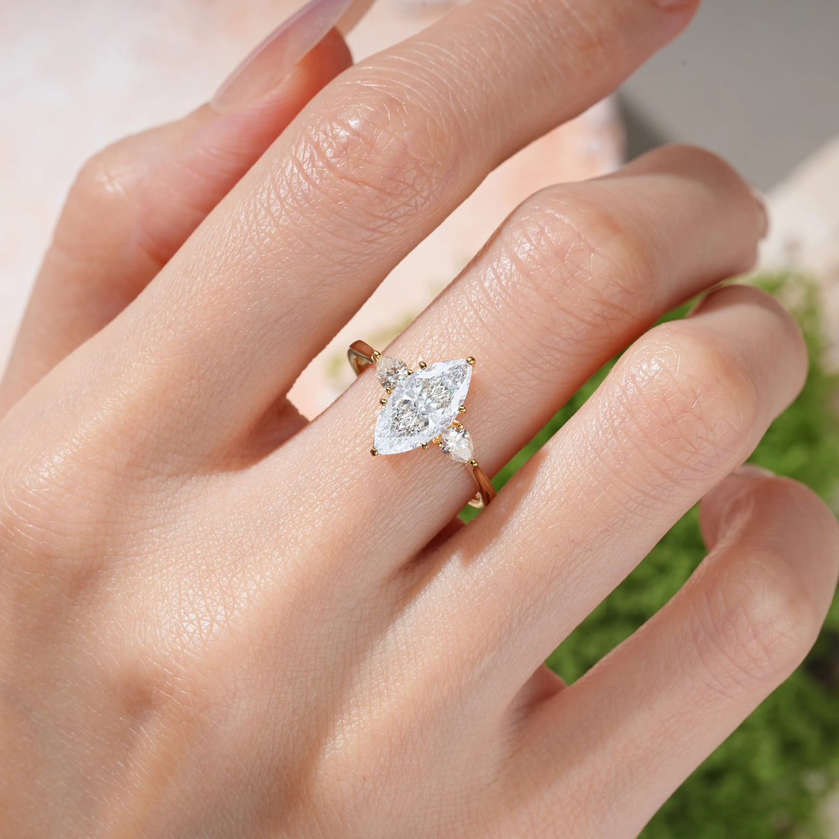 Marquise Cut Moissanite Classic, Minimalist 6-Prong Engagement Ring
