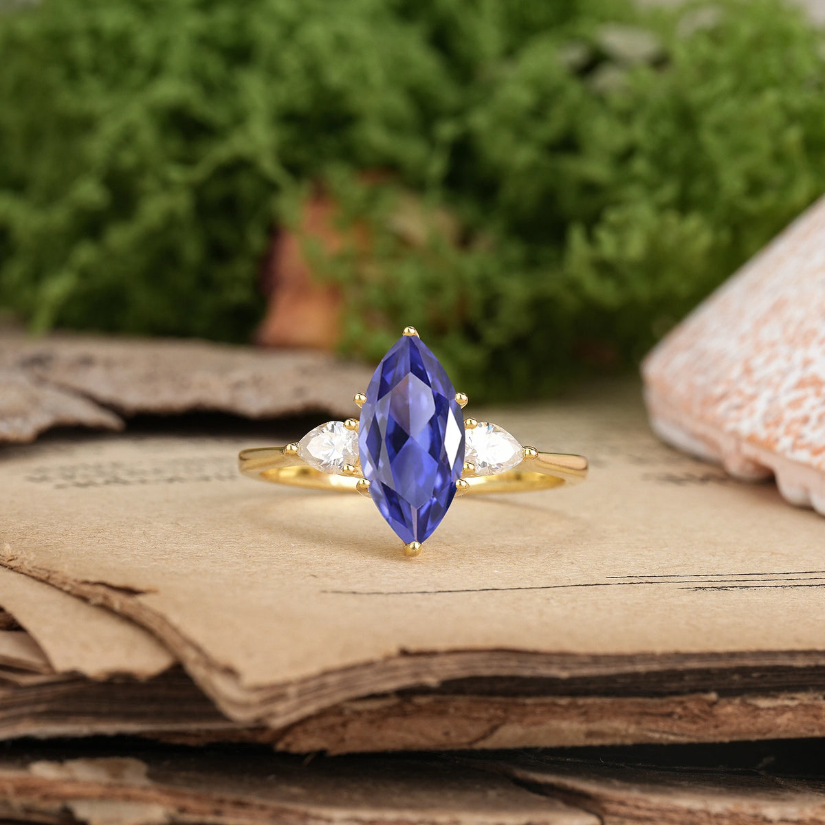 Marquise Cut Tanzanite Classic, Minimalist 6-Prong Engagement Ring