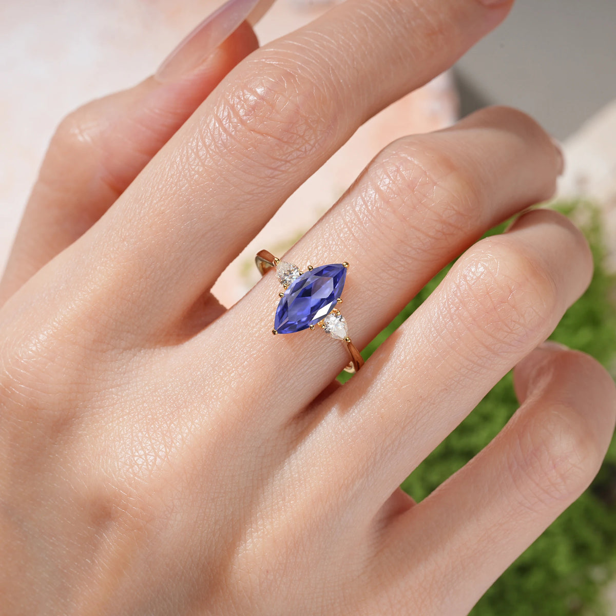 Marquise Cut Tanzanite Classic, Minimalist 6-Prong Engagement Ring