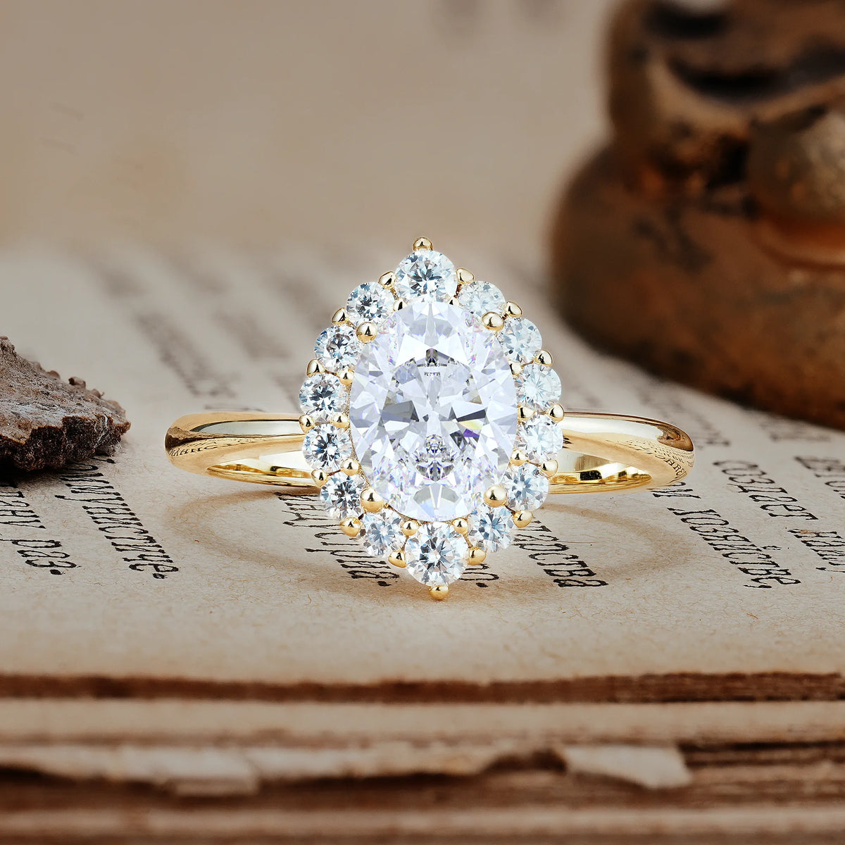 Dainty Plain Polished Band Ball Prong Oval Cut Halo Stackable Moissanite Engagement Ring