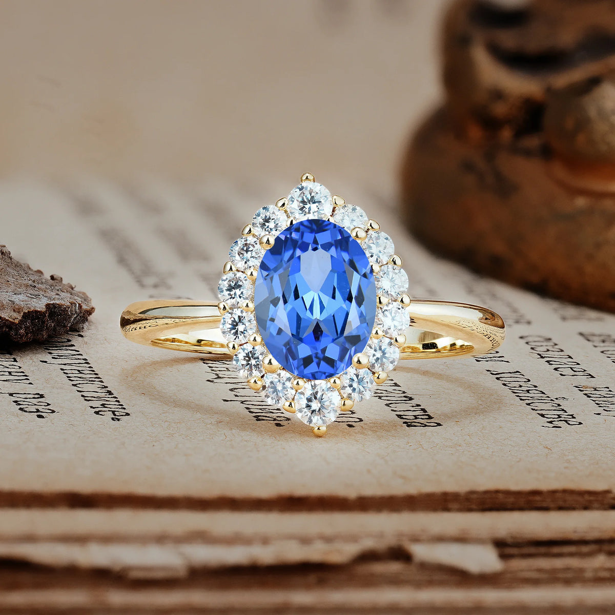 Dainty Plain Polished Band Ball Prong Oval Cut Halo Stackable Sapphire Engagement Ring