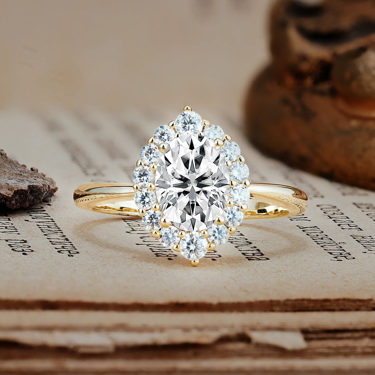 Dainty Plain Polished Band Ball Prong Oval Cut Halo Stackable Lab Diamond Engagement Ring