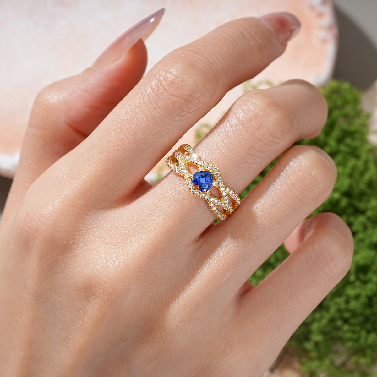 Heart-Cut Sapphire Unique Pavé Setting Surrounding a 3-Prong Engagement Ring