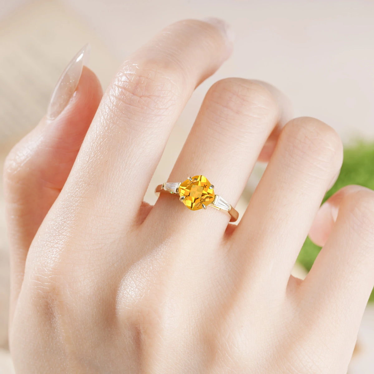 Princess Cut Citrine Classic, Minimalist 4-Prong Engagement Ring