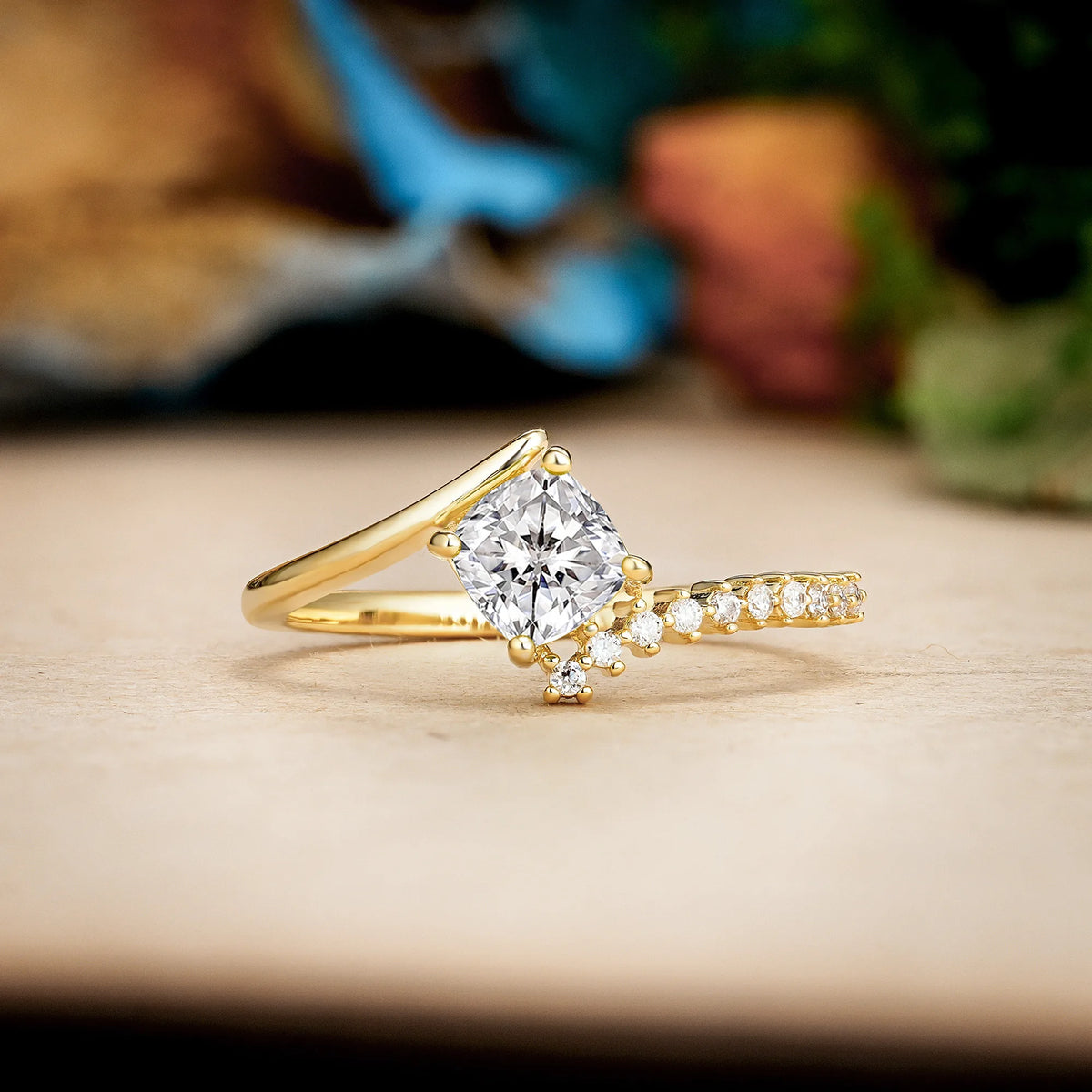 Princess Cut Lab Diamond Classic Twisted 4-Prong Promise Ring