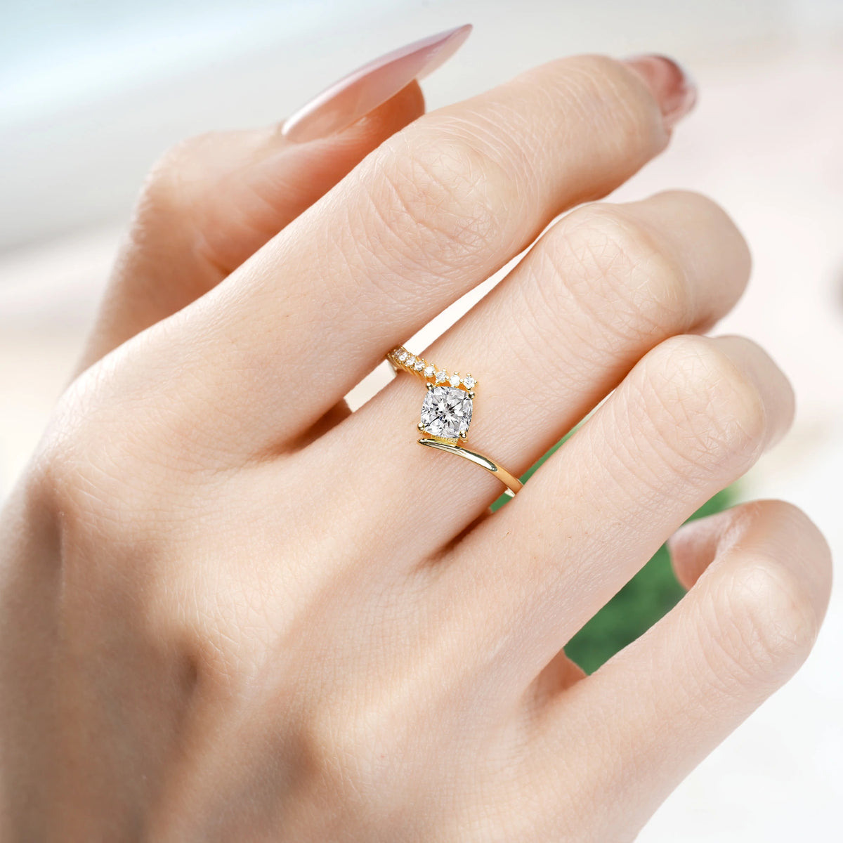 Princess Cut Lab Diamond Classic Twisted 4-Prong Promise Ring