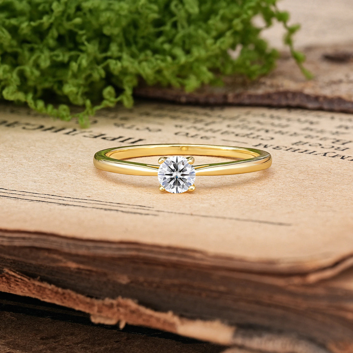 Round Cut Lab Diamond Minimalist Classic 4-Prong Promise Ring