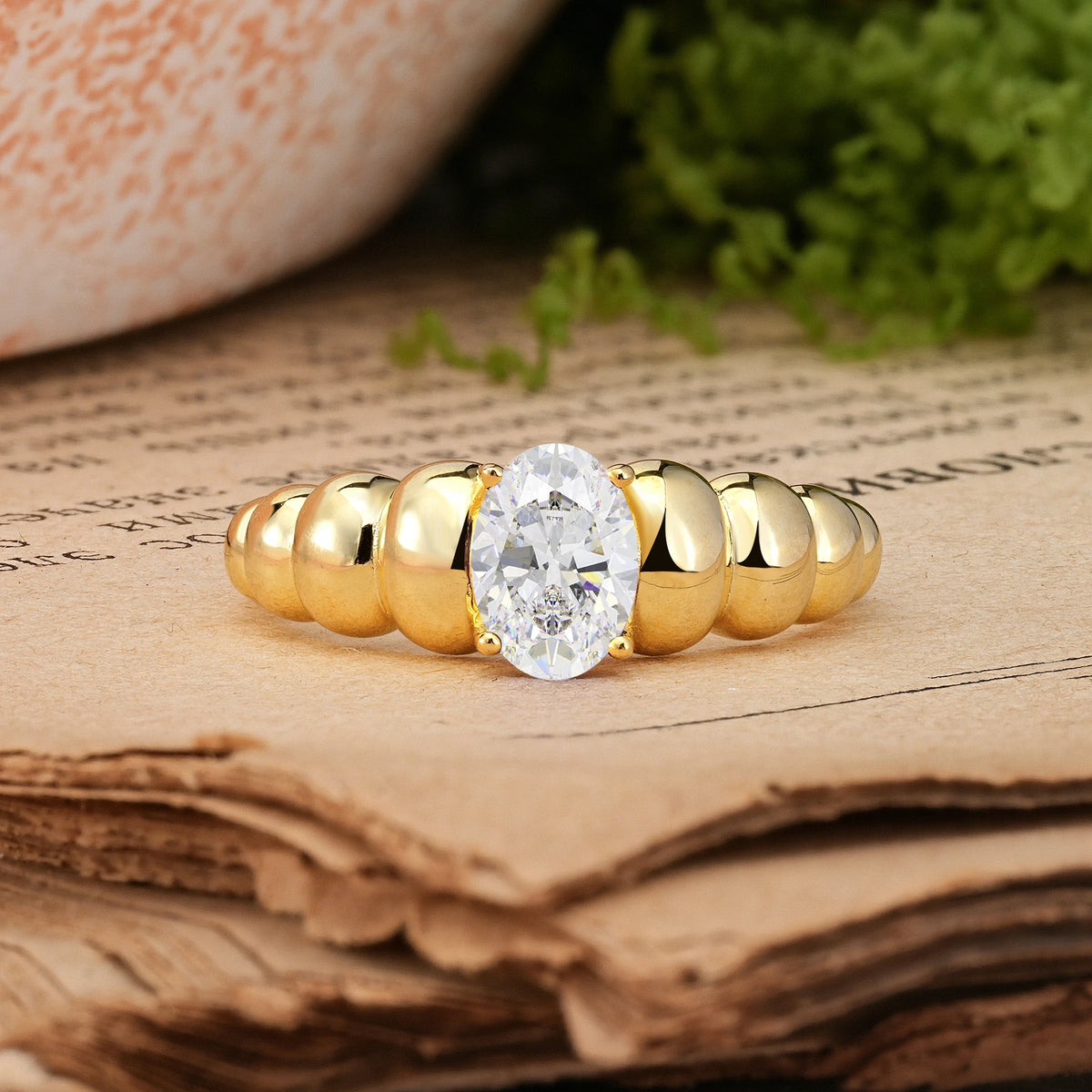 Oval Cut Moissanite Unique Stacked 4-Prong Promise Ring