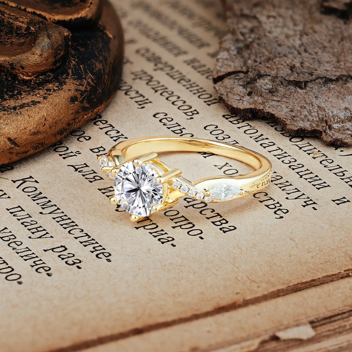 Unique Intertwined 6-Prong Round Cut Lab Diamond Engagement Ring