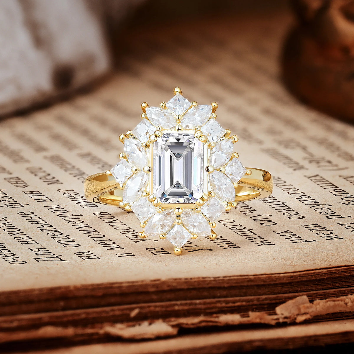Unique & Classic 12-Prong Emerald Cut Lab Diamond Engagement Ring