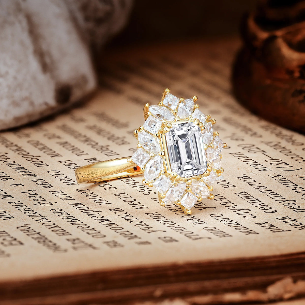 Unique & Classic 12-Prong Emerald Cut Lab Diamond Engagement Ring