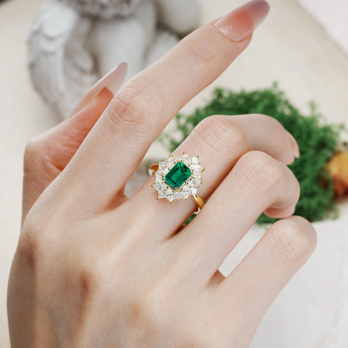 Emerald Cut Emerald Unique & Classic 12-Prong Engagement Ring