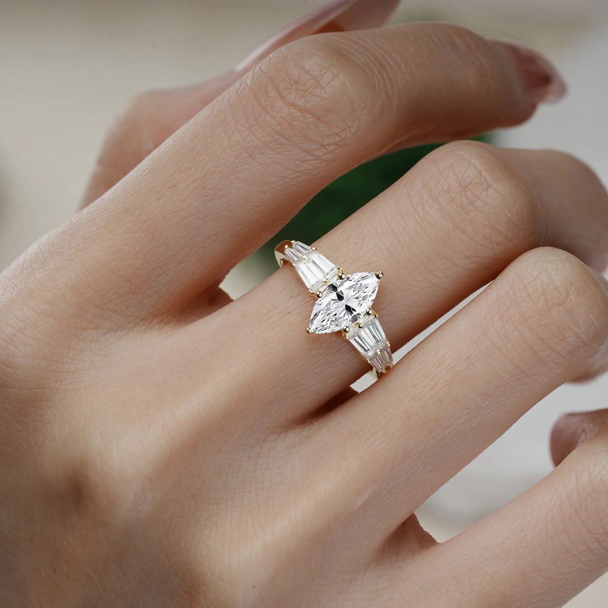 Marquise Cut Lab Diamond Classic 6-Prong Engagement Ring