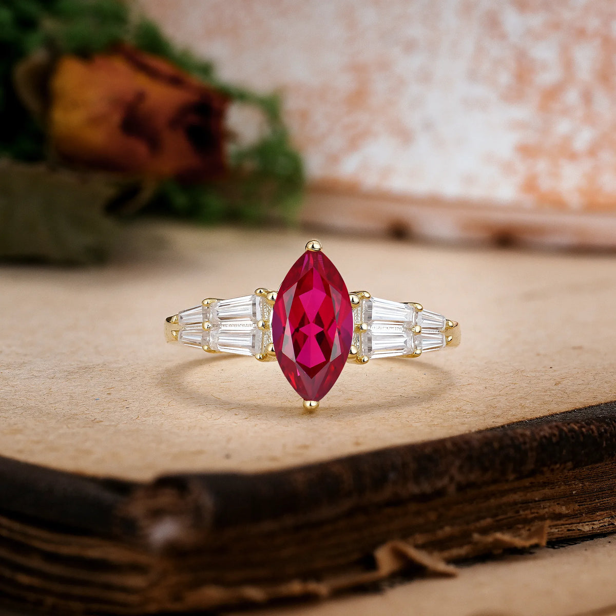 Marquise Cut Ruby Classic 6-Prong Engagement Ring